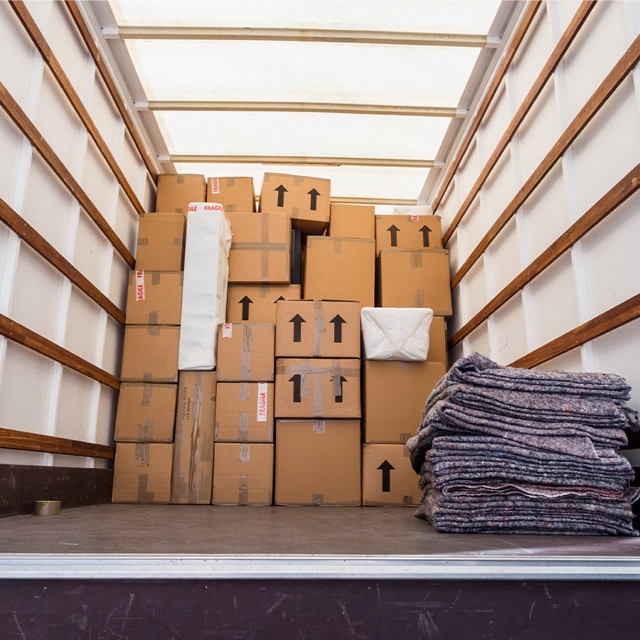 Long Distance Moving - Long Distance Movers - Boxes in moving Truck